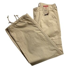 Levis 94 Baggy Cargos Tan Khaki Mid Rise Loose Fit Pants Womens 29x30